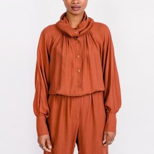 Black Crane Gathered Jumpsuit